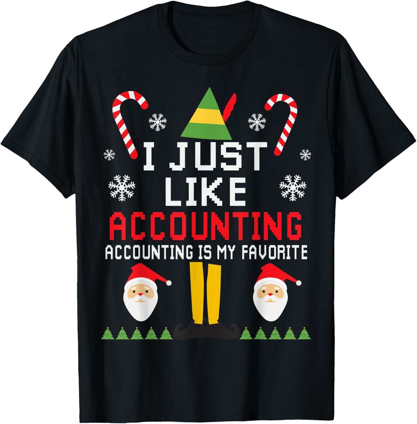 The Christmas Shop Accounting Christmas Graphic Shirt for Accountants, -Adults, Red, Small, , Classic Fit, Modern Ugly Sweater Style, Christmas, Celebration, Cotton, Polyester T-Shirt - T-Shirt | Black
