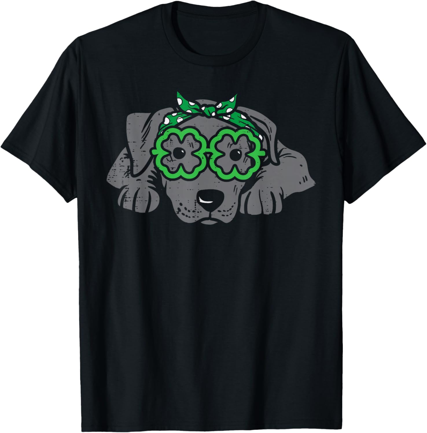 Pitbull Headband Shamrock Glasses St Patricks Day Dog Gift T-Shirt - T-Shirt | Black