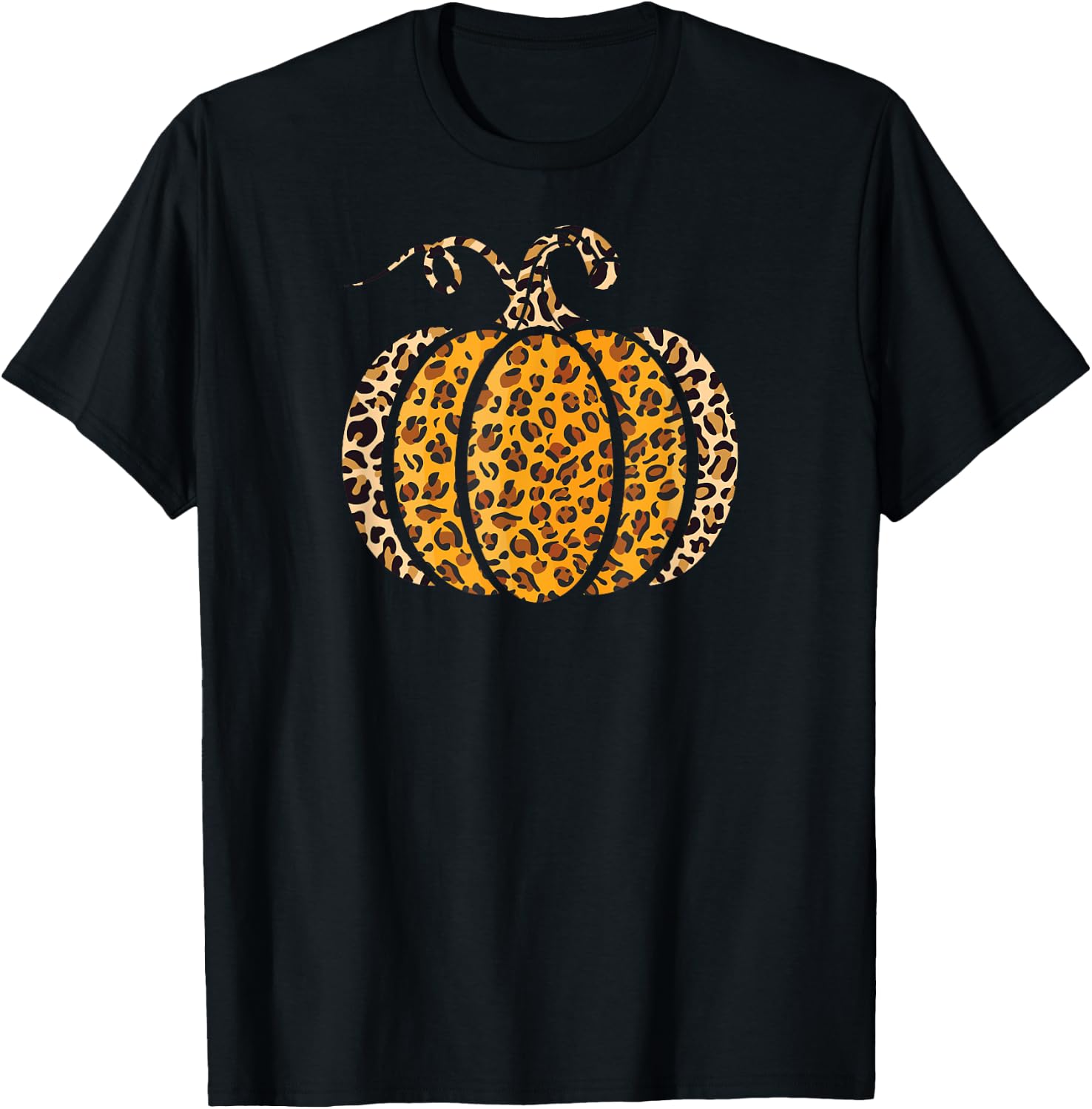 Pumpkin Leopard Print Funny Halloween Costume Autumn Pumpkin T-Shirt - T-Shirt | Black