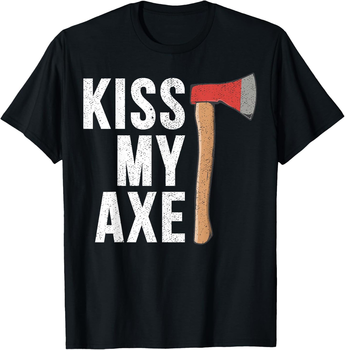 Kiss My Axe Vintage Hatchet Throwing Funny Gift Thrower T-Shirt - T-Shirt | Black