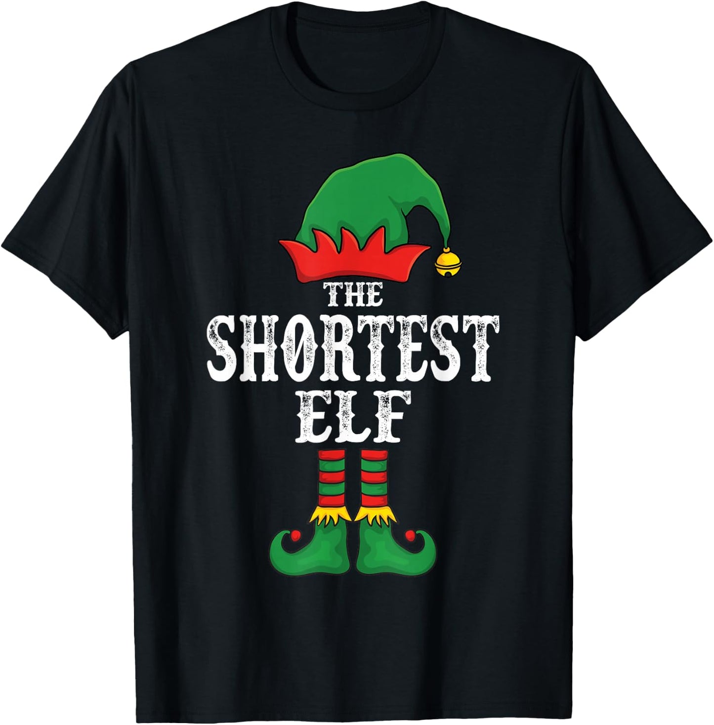 The Shortest Elf Christmas Pajama Idea Family Matching Funny T-Shirt - T-Shirt | Black