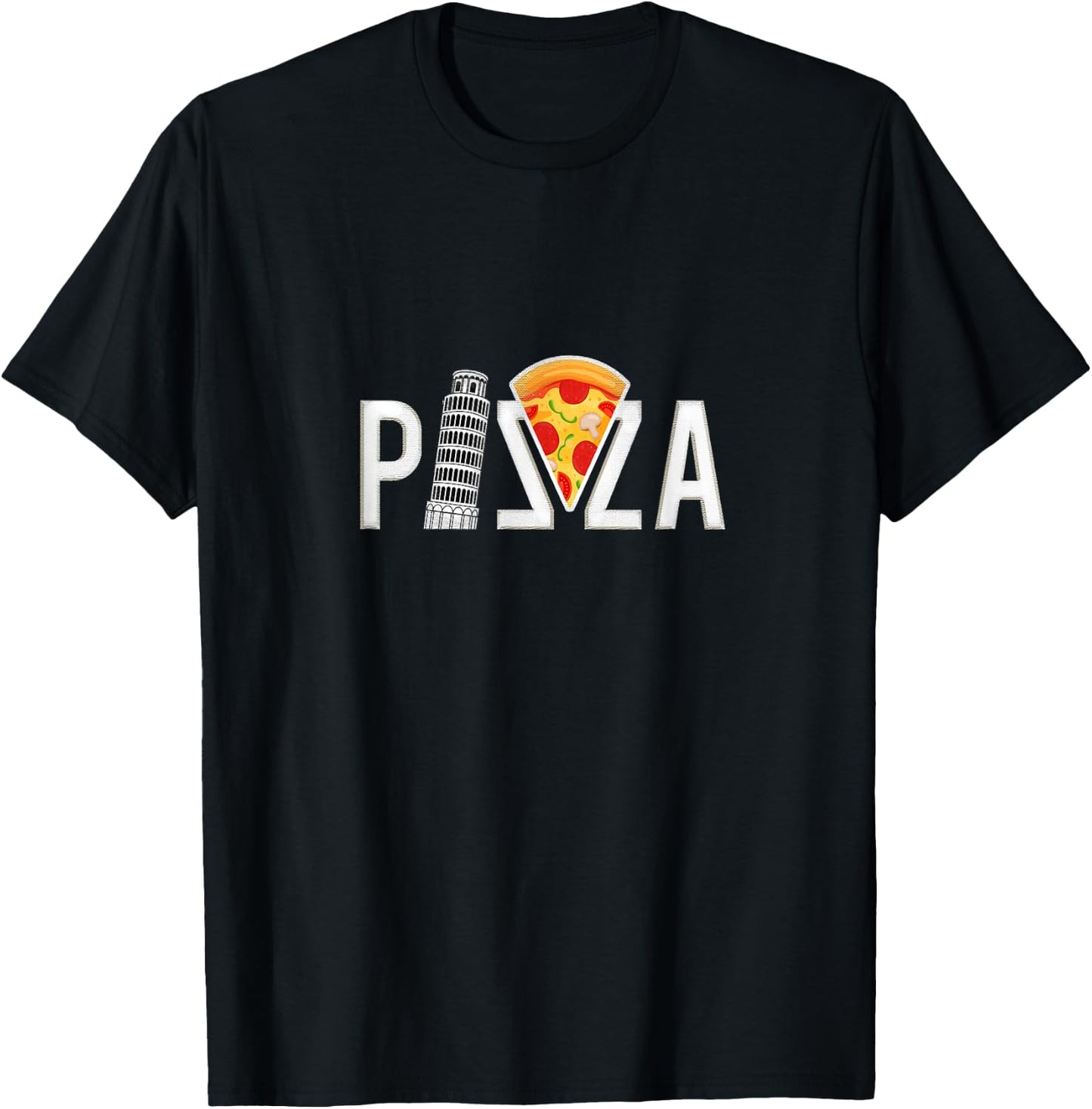 Pizza Pisa Tower, funny T-Shirt - T-Shirt | Black