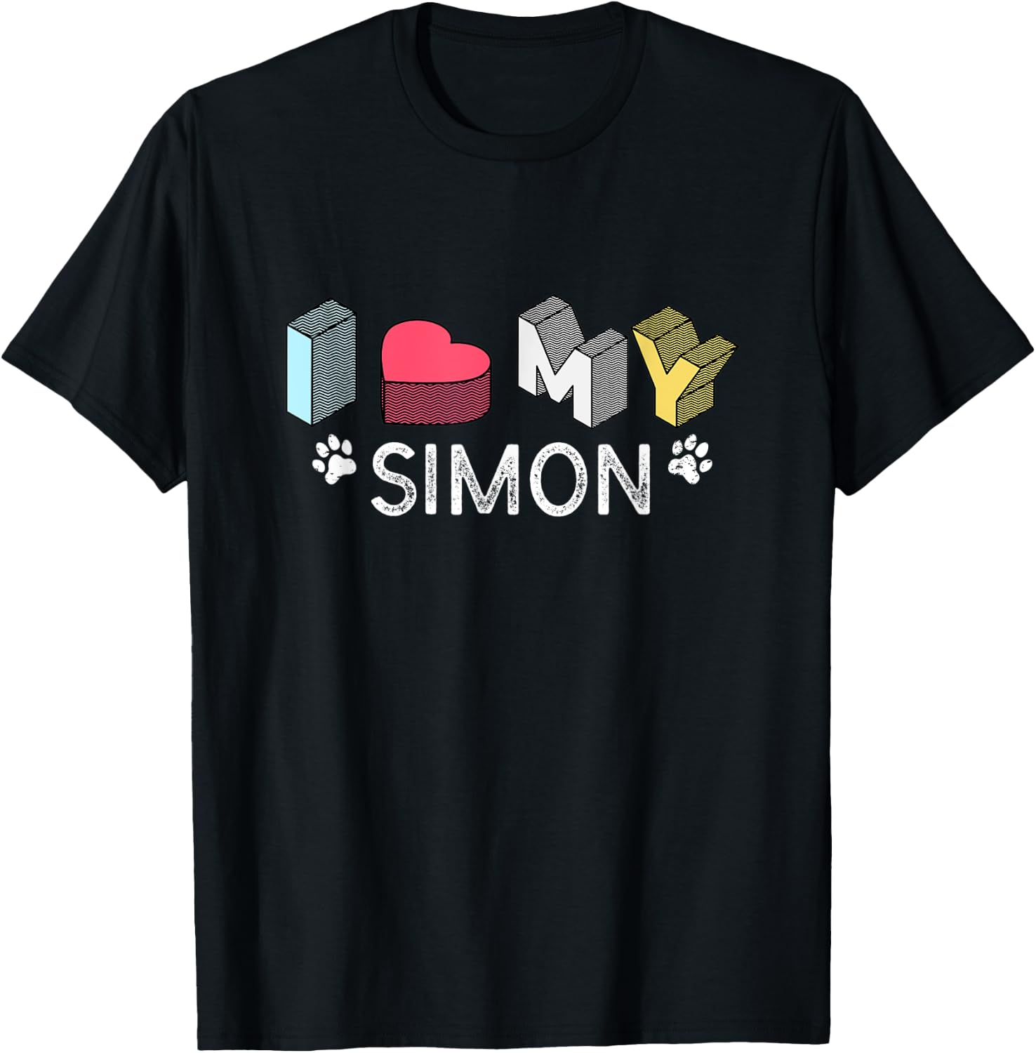 Simon Personalized Dog Name Simon Pet Lover Women Kids T-Shirt - T-Shirt | Black