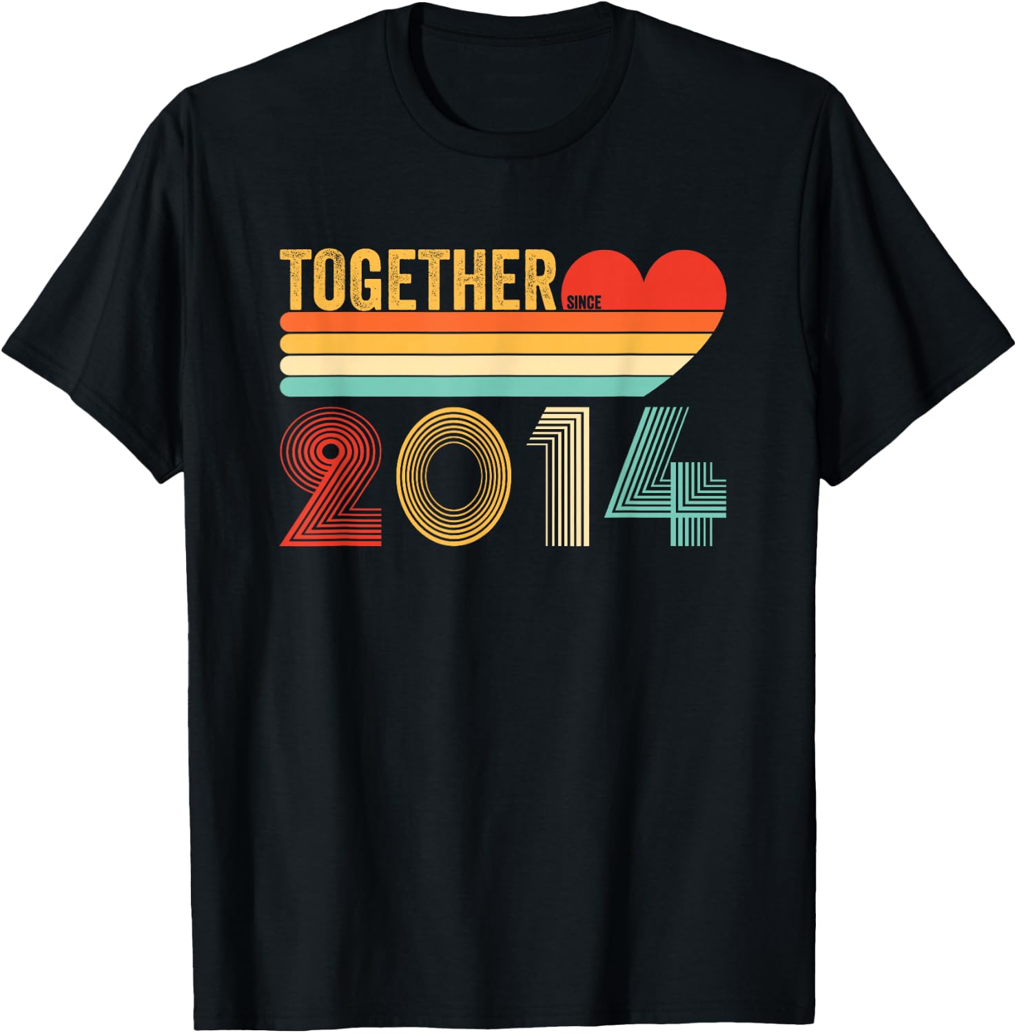 Together Since 2014 Couple Retro Anniversary Shirt T-Shirt - T-Shirt | Black