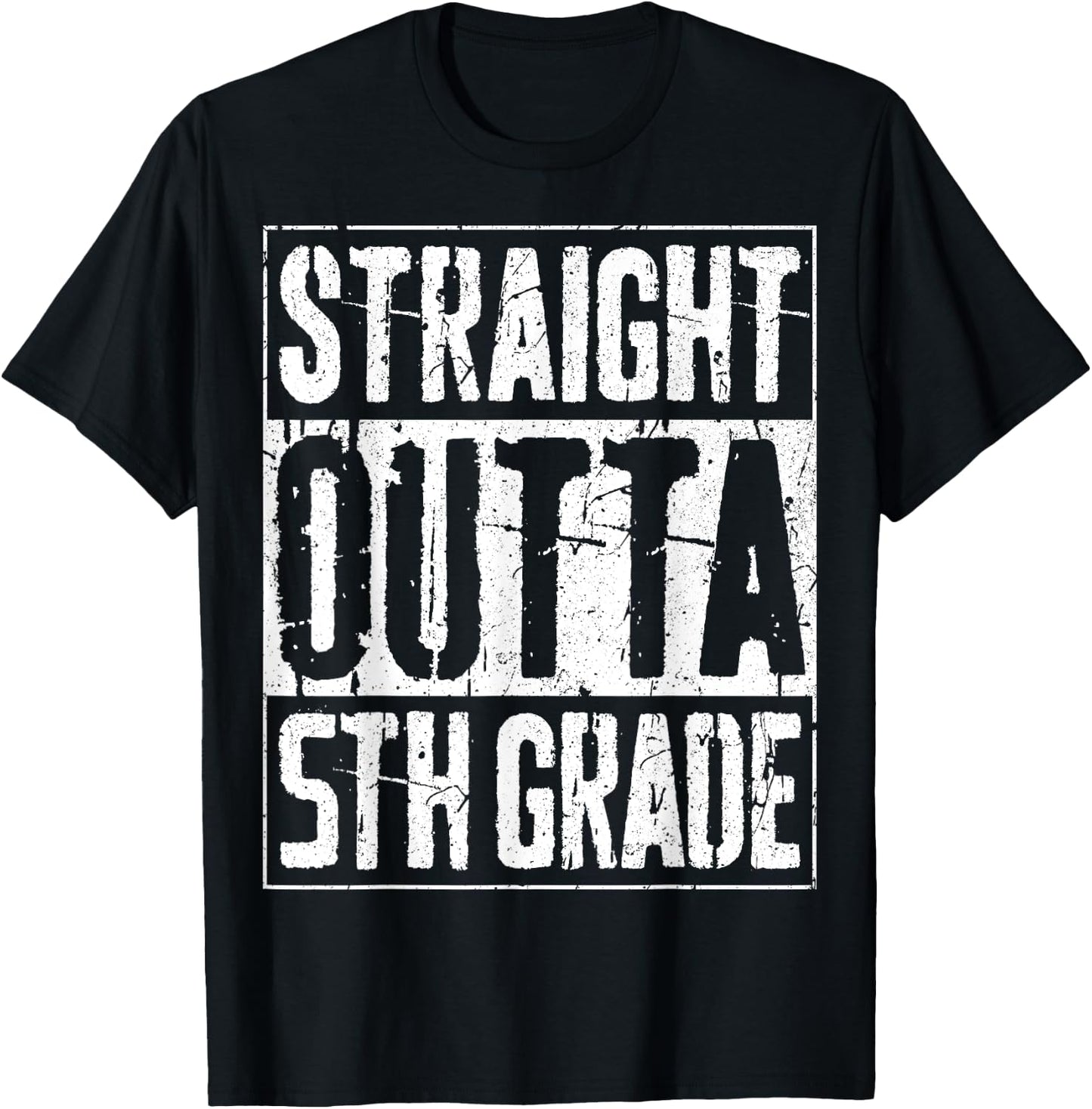 Straight Outta 5th Grade Shirt Kids Fifth Grade Graduation T-Shirt - T-Shirt | Black