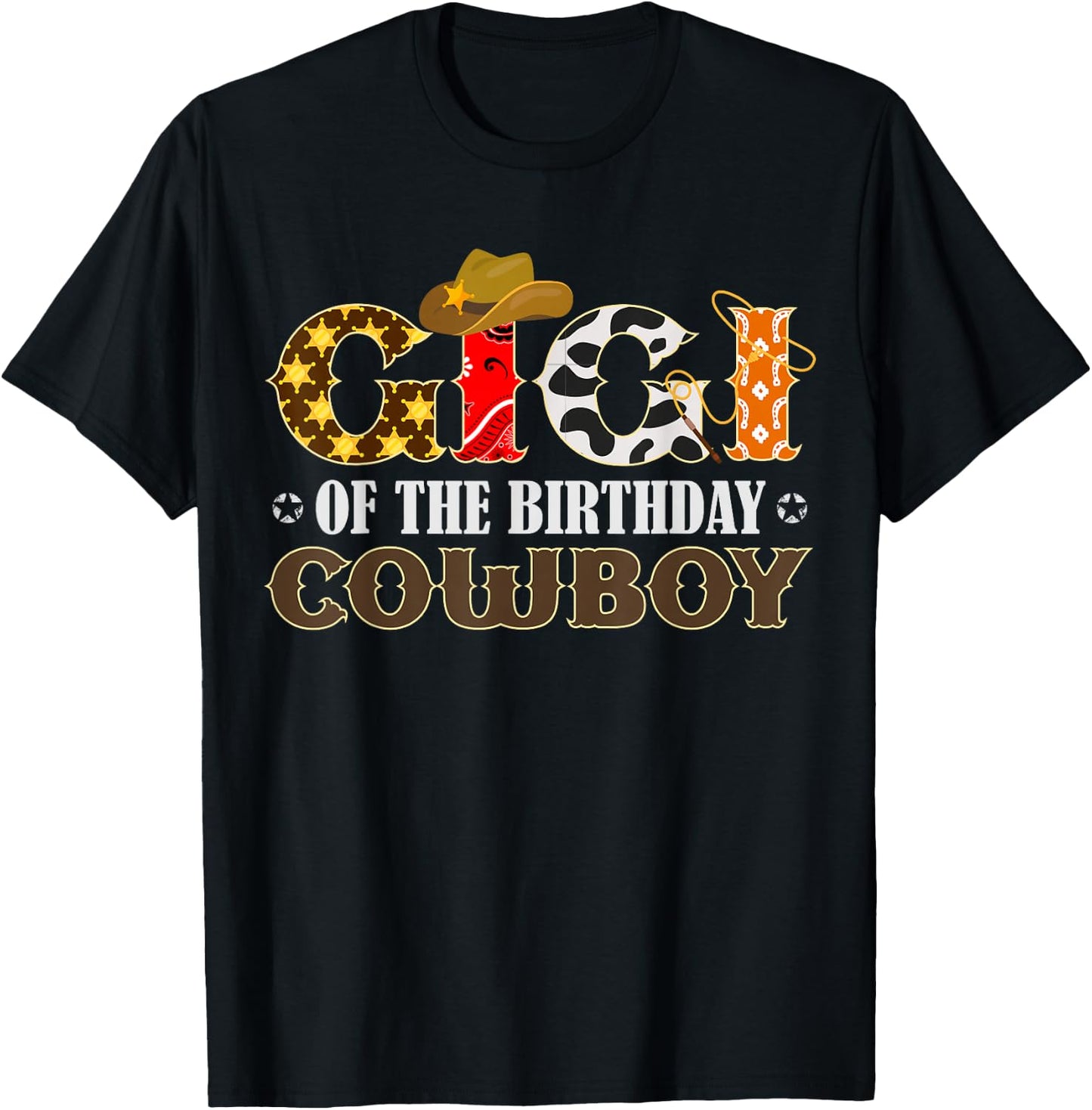 Gigi 1st First Birthday Cowboy Western Rodeo Matching Family T-Shirt - T-Shirt | Black