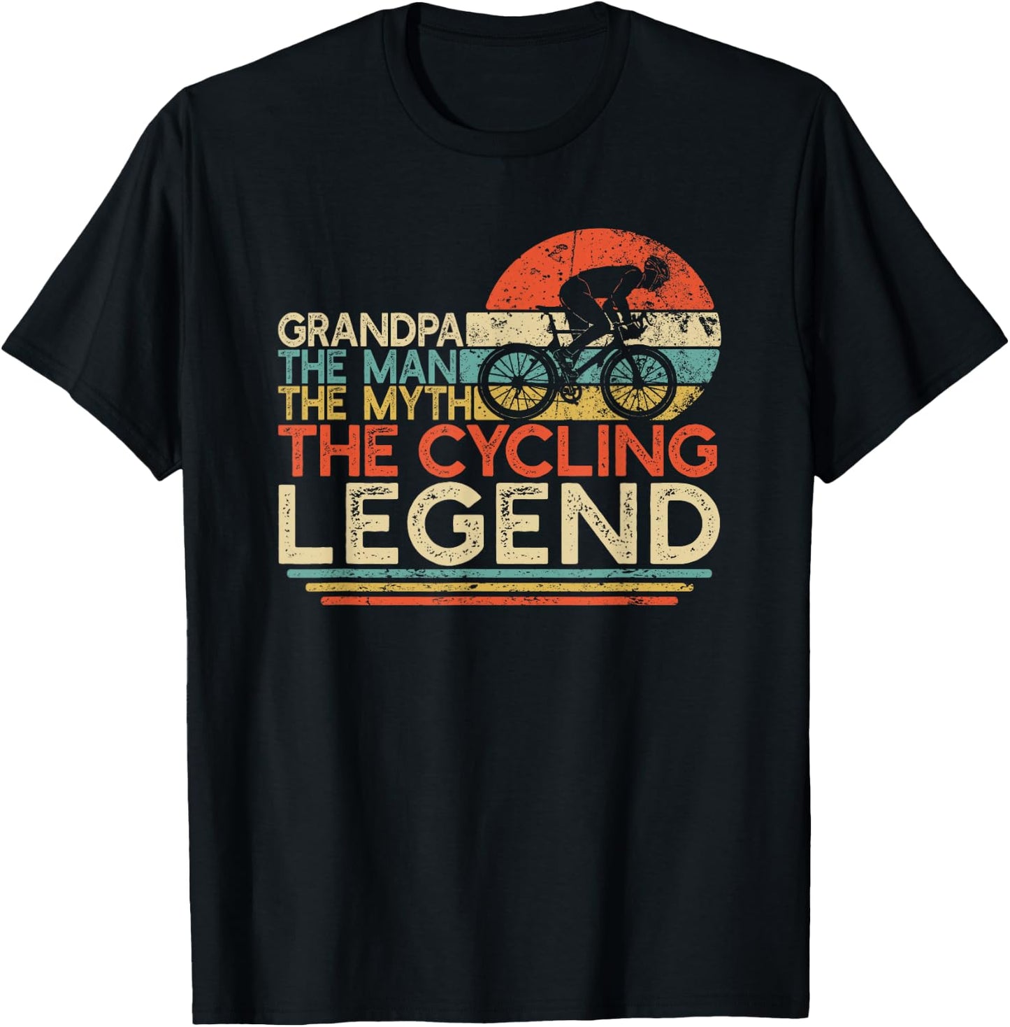 Vintage Cycling Grandpa The Man The Myth The Legend Cyclist T-Shirt - T-Shirt | Black