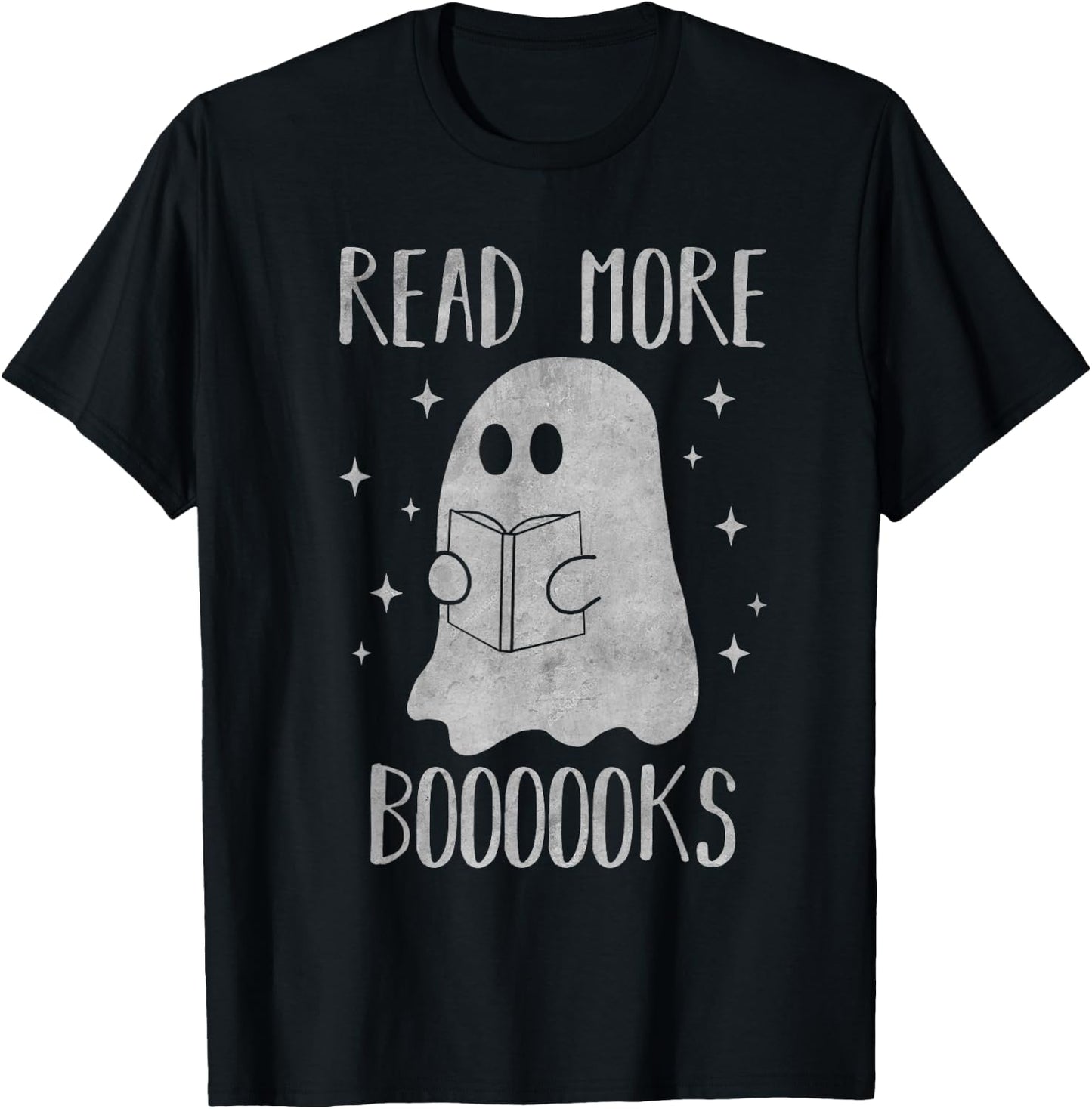 Read more boooooks Funny Cute Halloween Ghost reading a book T-Shirt - T-Shirt | Black