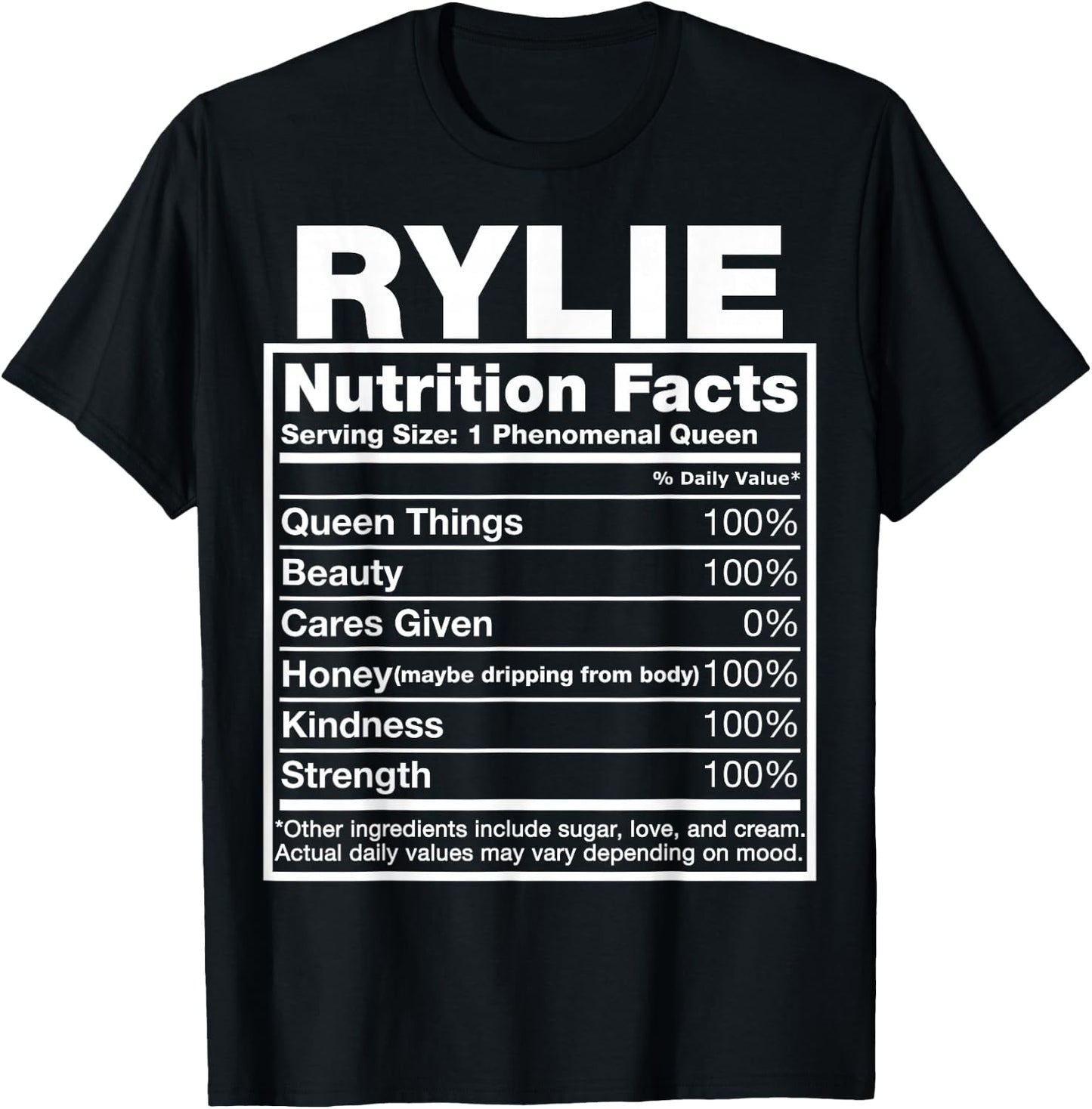 Rylie Nutrition Facts Rylie Name Birthday Shirt T-Shirt - T-Shirt | Black