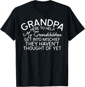 Grandpa Here To Help My Grandchildren Funny Grandpa Sayings T-Shirt - T-Shirt | Black