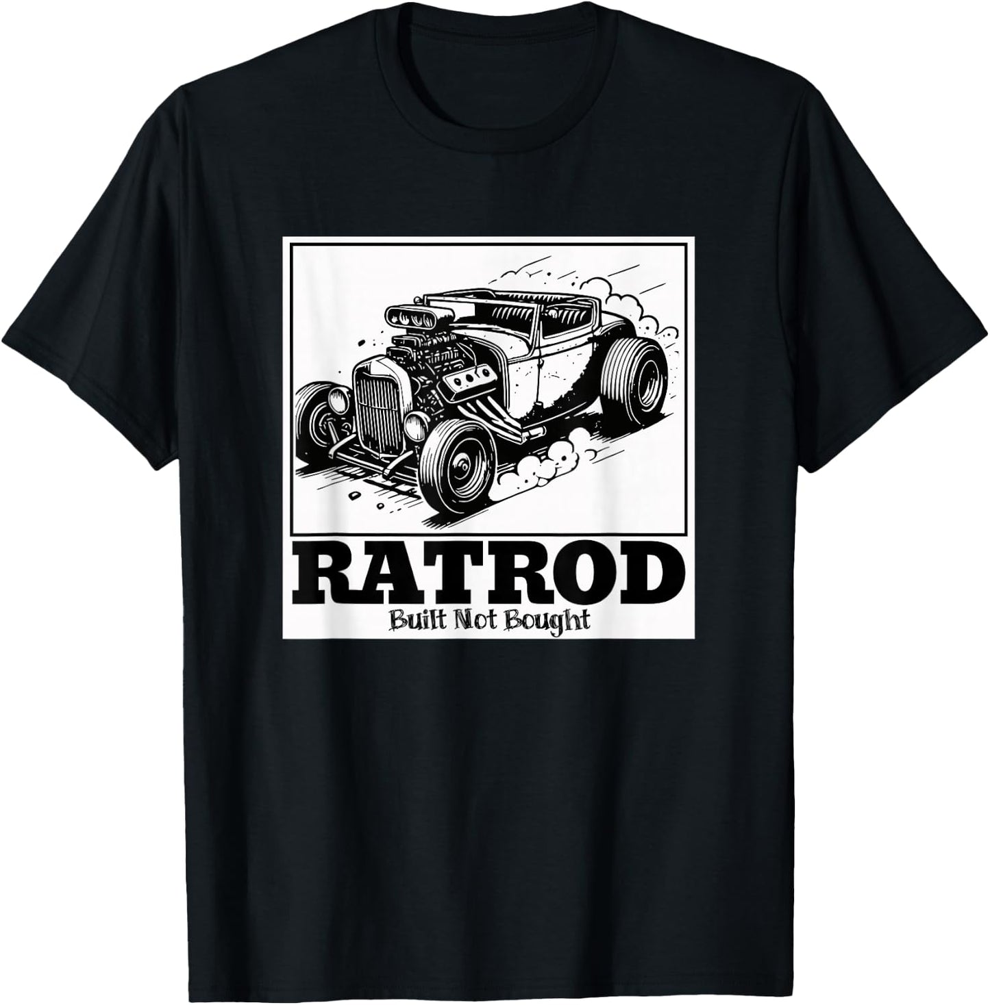 Ratrod Built Not Bought Cartoon Panel Style T-Shirt - T-Shirt | Black