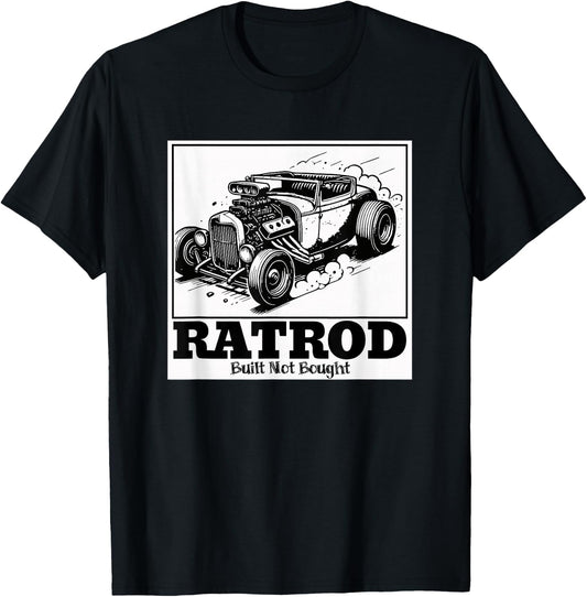 Ratrod Built Not Bought Cartoon Panel Style T-Shirt - T-Shirt | Black