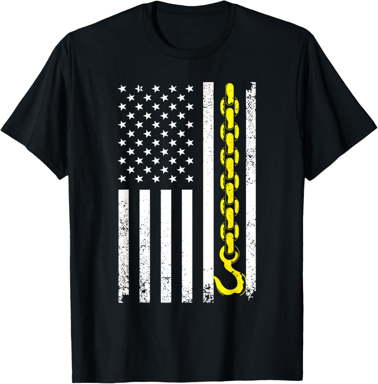 Funny Tow Truck Gift Men Women Cool US Flag Trucking Driver T-Shirt - T-Shirt | Black