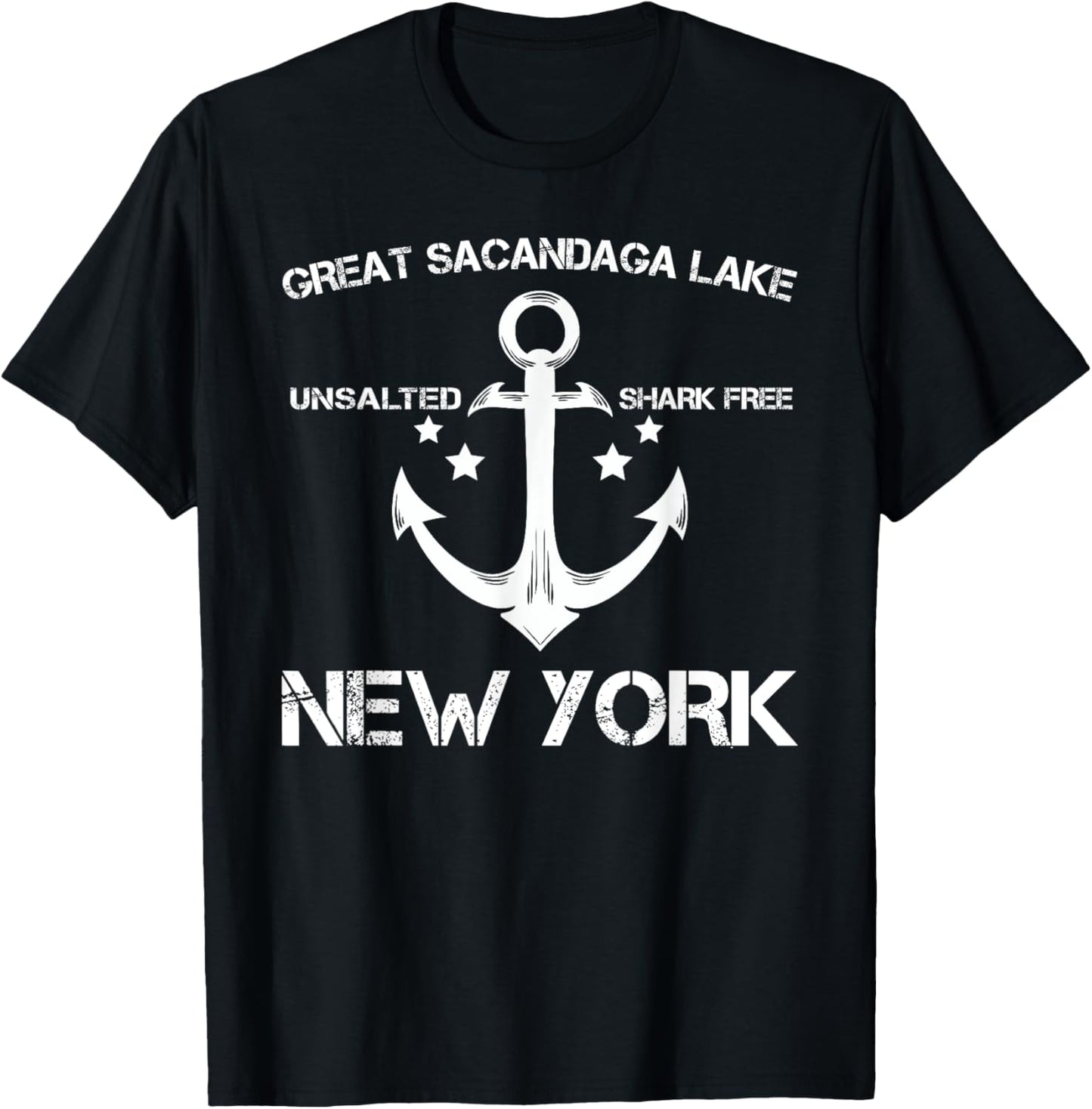 GREAT SACANDAGA LAKE NEW YORK Funny Fishing Camping Gift T-Shirt - T-Shirt | Black