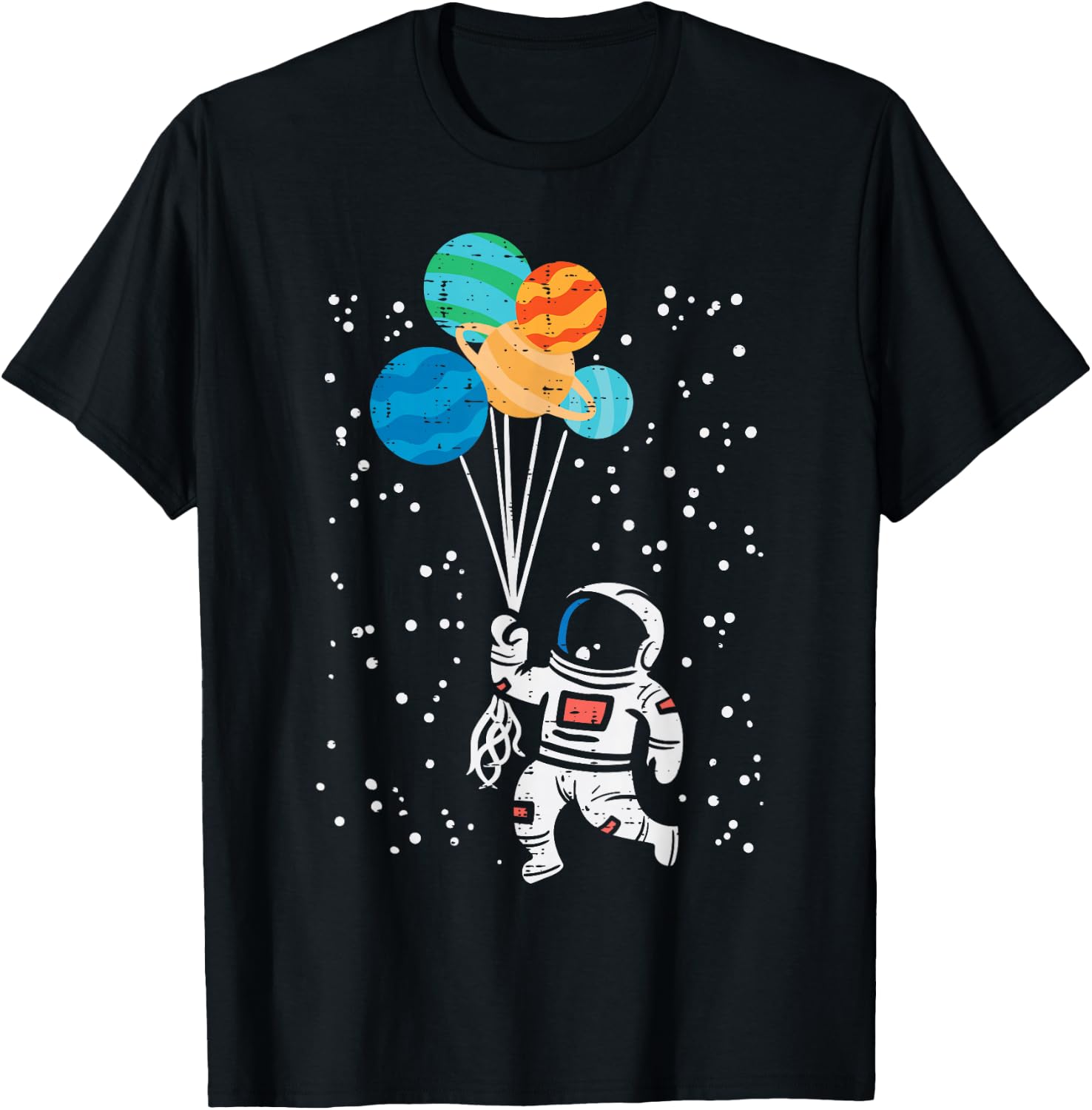 Cosmos Planet Balloons Astronaut Space Kids Men Women T-Shirt - T-Shirt | Black