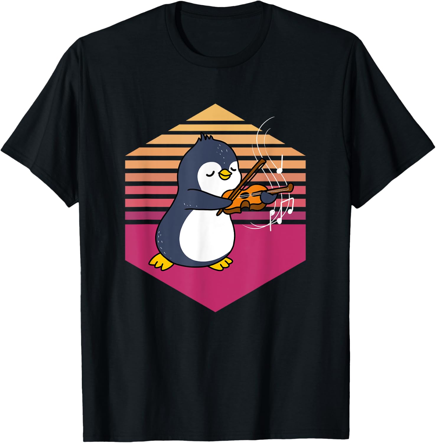 Penguin Playing Violin Vintage T-Shirt - T-Shirt | Black