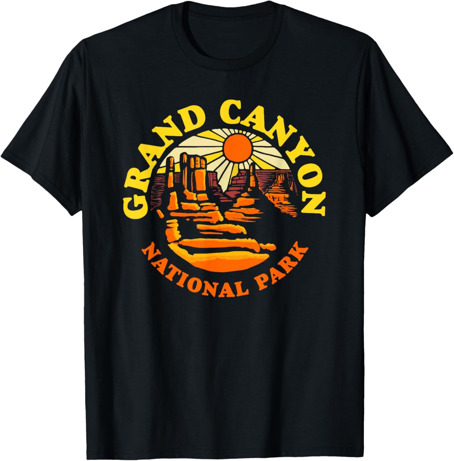 Grand Canyon National Park Arizona Vintage 80s Hiking Retro T-Shirt - T-Shirt | Black