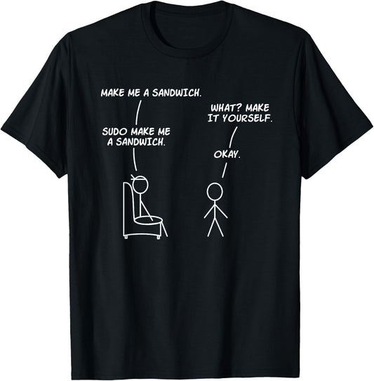 Sudo Make Sandwich Funny Linux T-Shirt - T-Shirt | Black