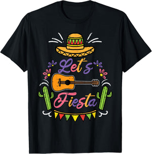 Let's Fiesta Cinco De Mayo Mexican Party Men Women Kids T-Shirt - T-Shirt | Black