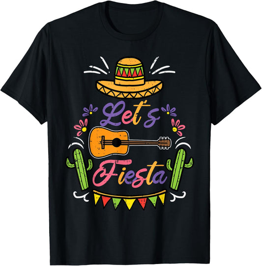 Let's Fiesta Cinco De Mayo Mexican Party Men Women Kids T-Shirt - T-Shirt | Black