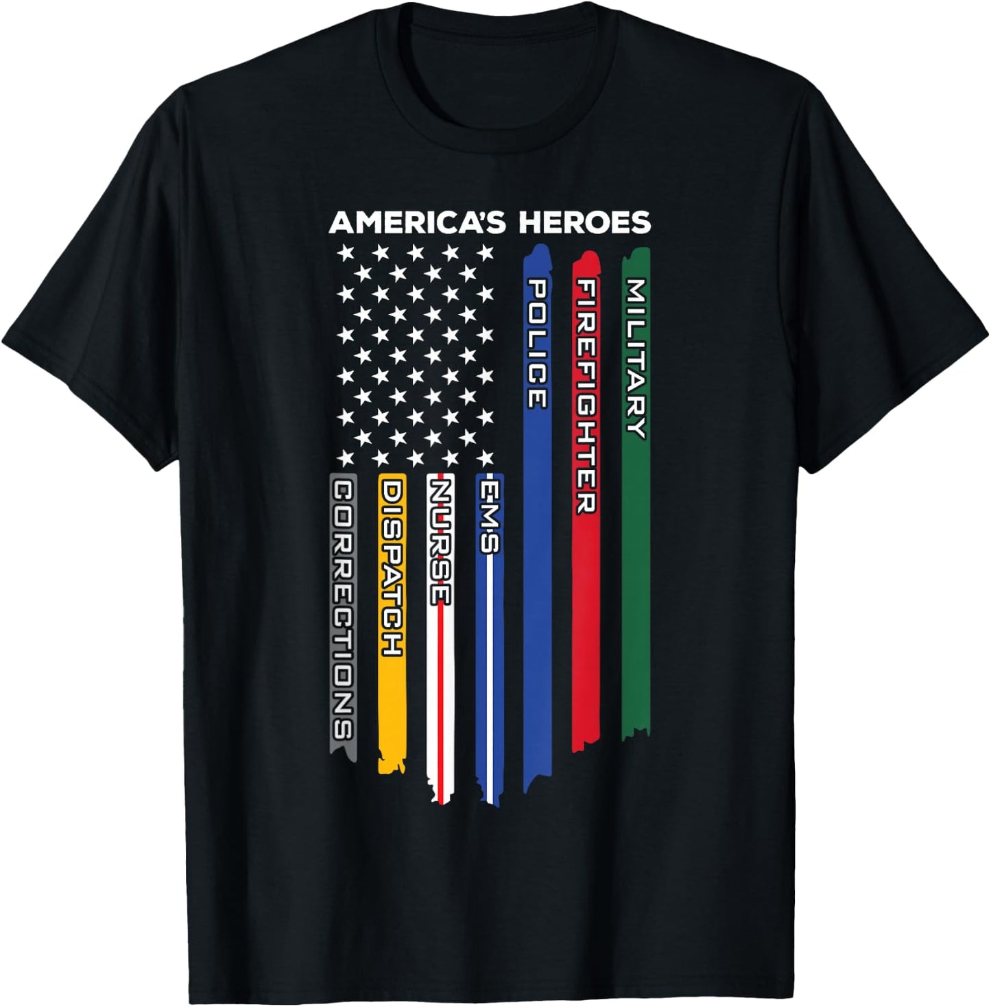First Responders - Police Military Firefighter Nurse EMS T-Shirt - T-Shirt | Black