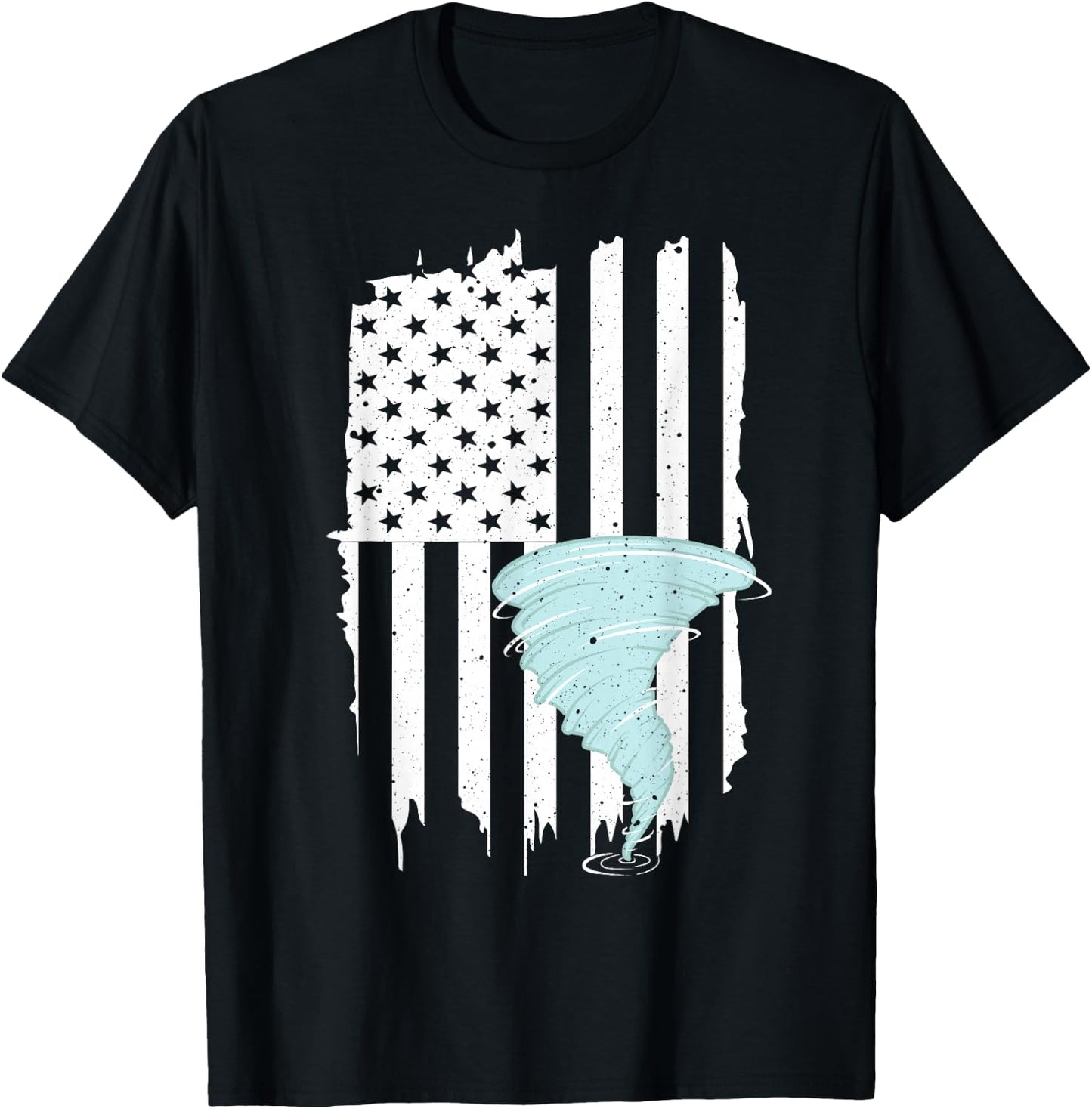 Tornado US Flag Hurricane Storm Tornado Chaser Men Women T-Shirt - T-Shirt | Black