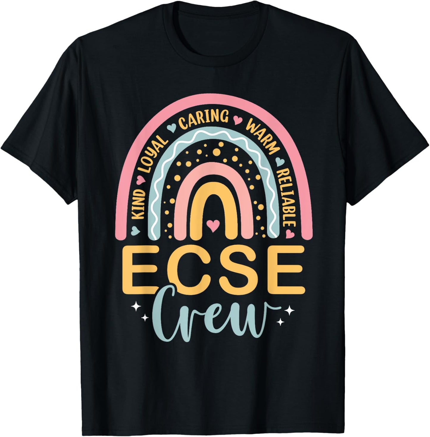 Early Childhood Special Education SPED Rainbow ECSE Crew T-Shirt - T-Shirt | Black