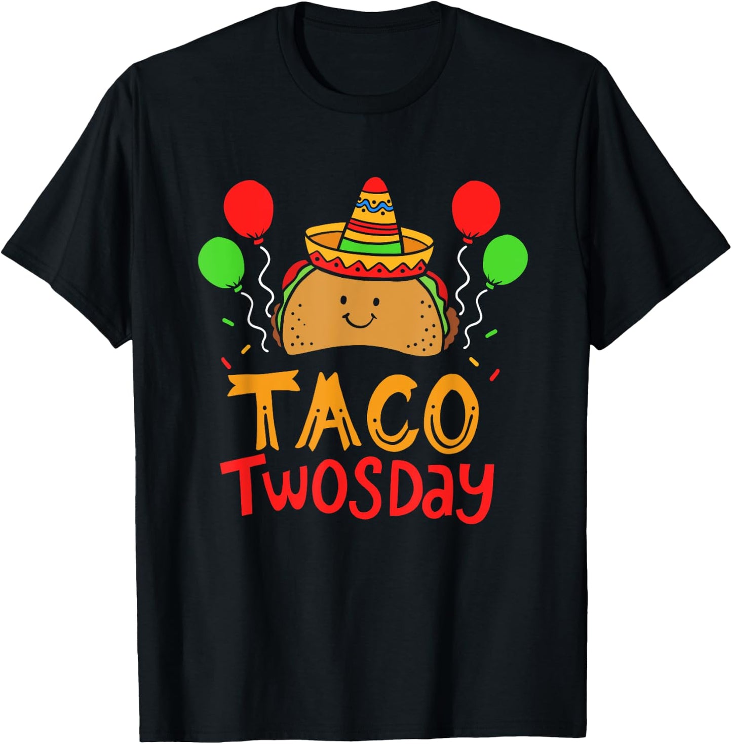 Taco Twosday Cinco De Mayo 2 Year Old Boy Girl Birthday Gift T-Shirt - T-Shirt | Black
