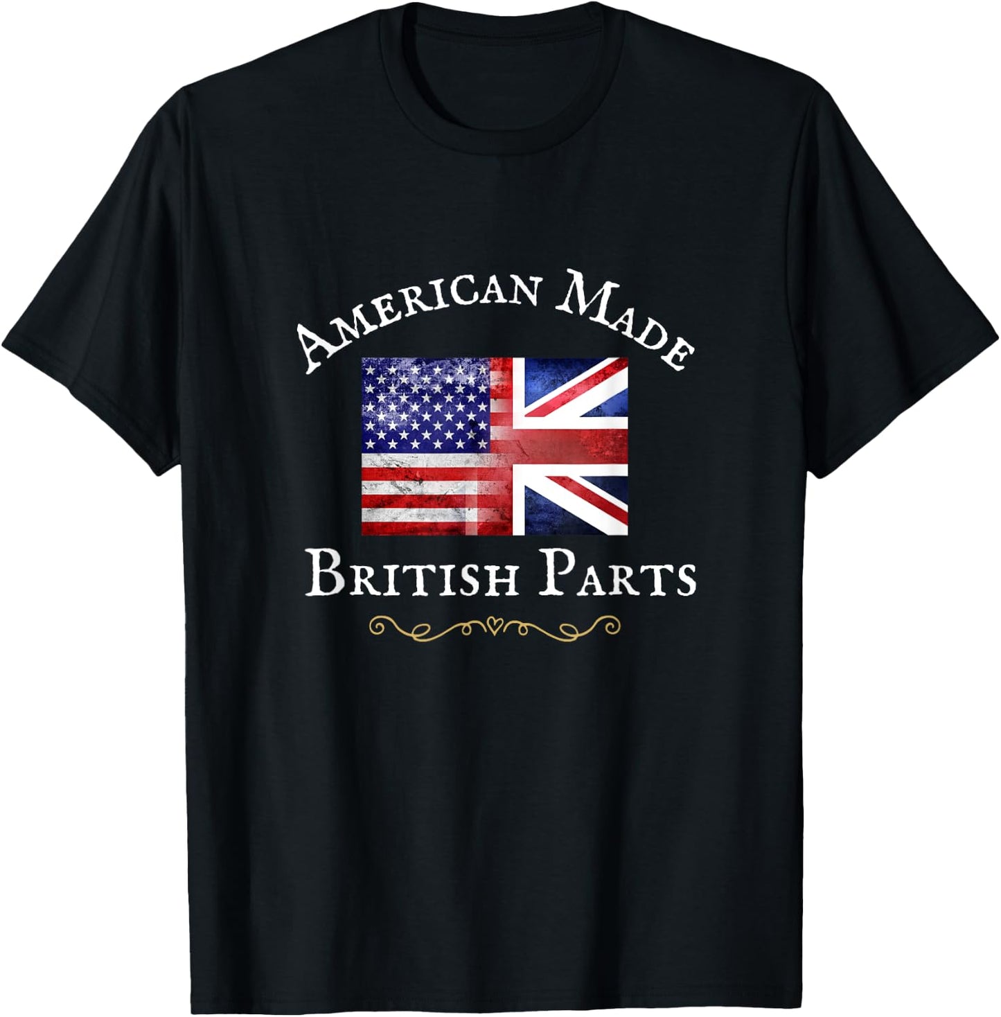 American Made British Parts, Women, Men, Usa British Flag T-Shirt - T-Shirt | Black