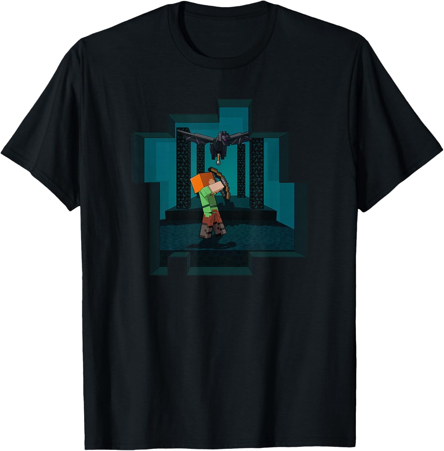 Minecraft Alex And Ender Dragon Endgame T-Shirt - T-Shirt | Black