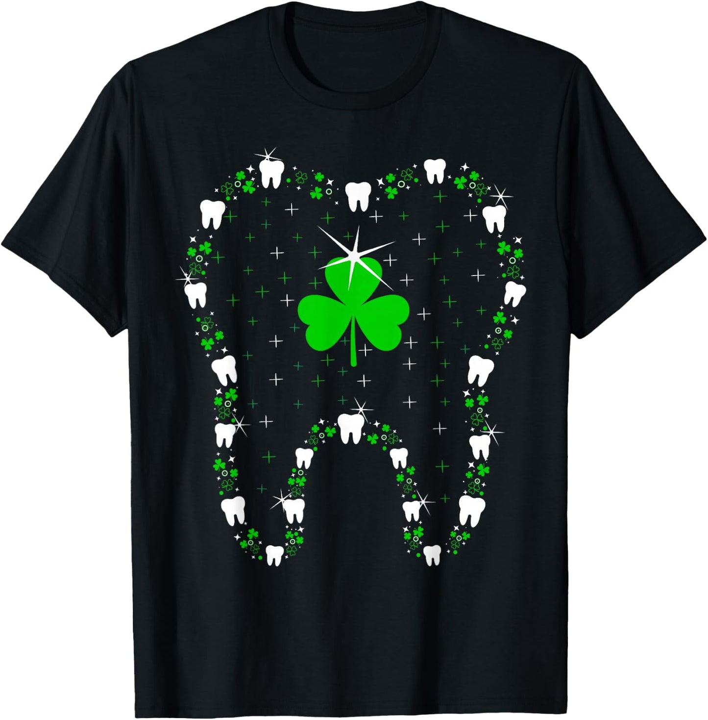 Teeth Dental Shamrock Leaf Tooth Dentist St. Patrick's Day T-Shirt - T-Shirt | Black