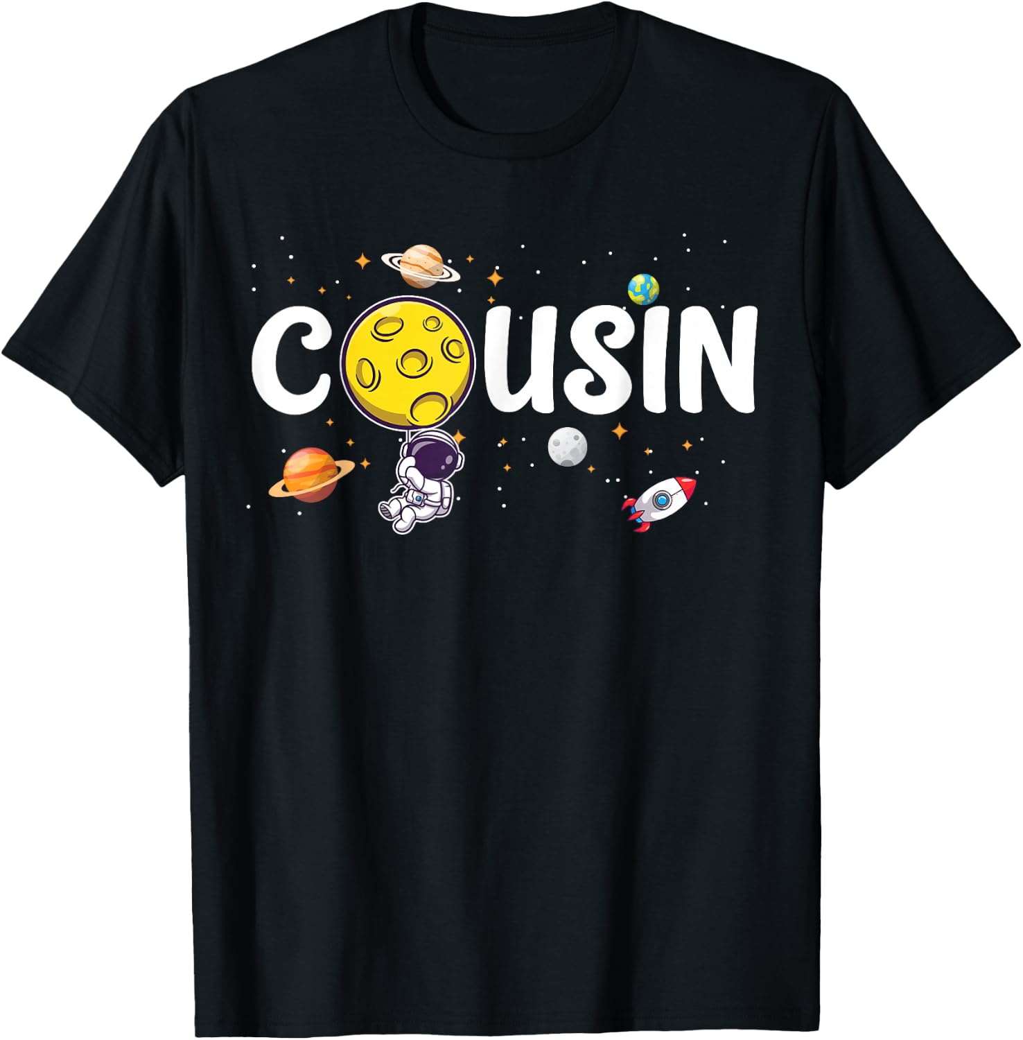 Cousin of The Birthday Boy Astronaut 1st Birthday Family T-Shirt - T-Shirt | Black
