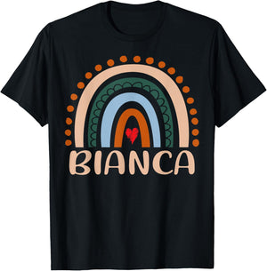 Bianca Name Personalized Funny Women Rainbow Bianca T-Shirt - T-Shirt | Black