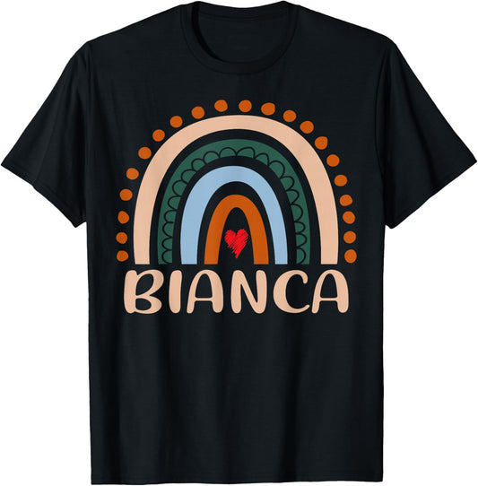 Bianca Name Personalized Funny Women Rainbow Bianca T-Shirt - T-Shirt | Black