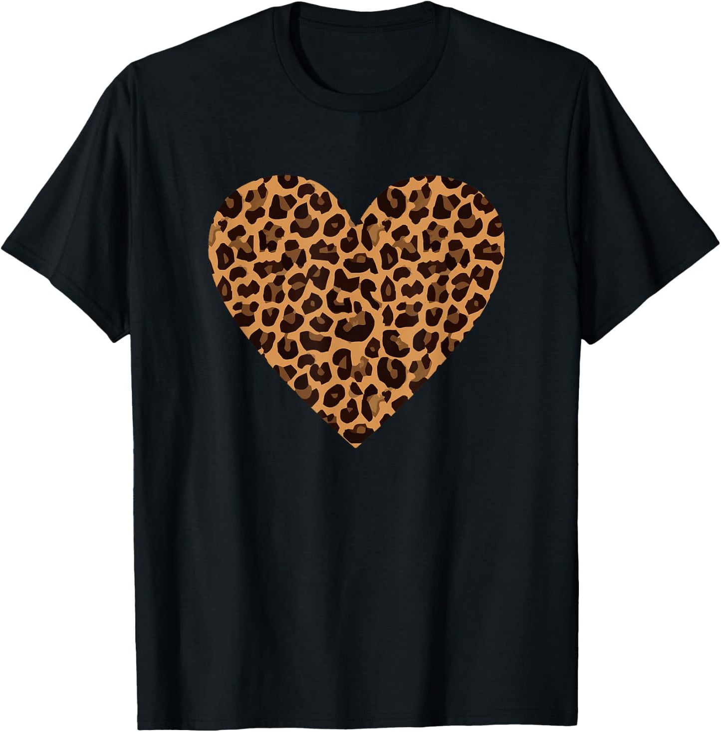 Cool Cheetah Leopard Print Heart Small T-Shirt - T-Shirt | Black
