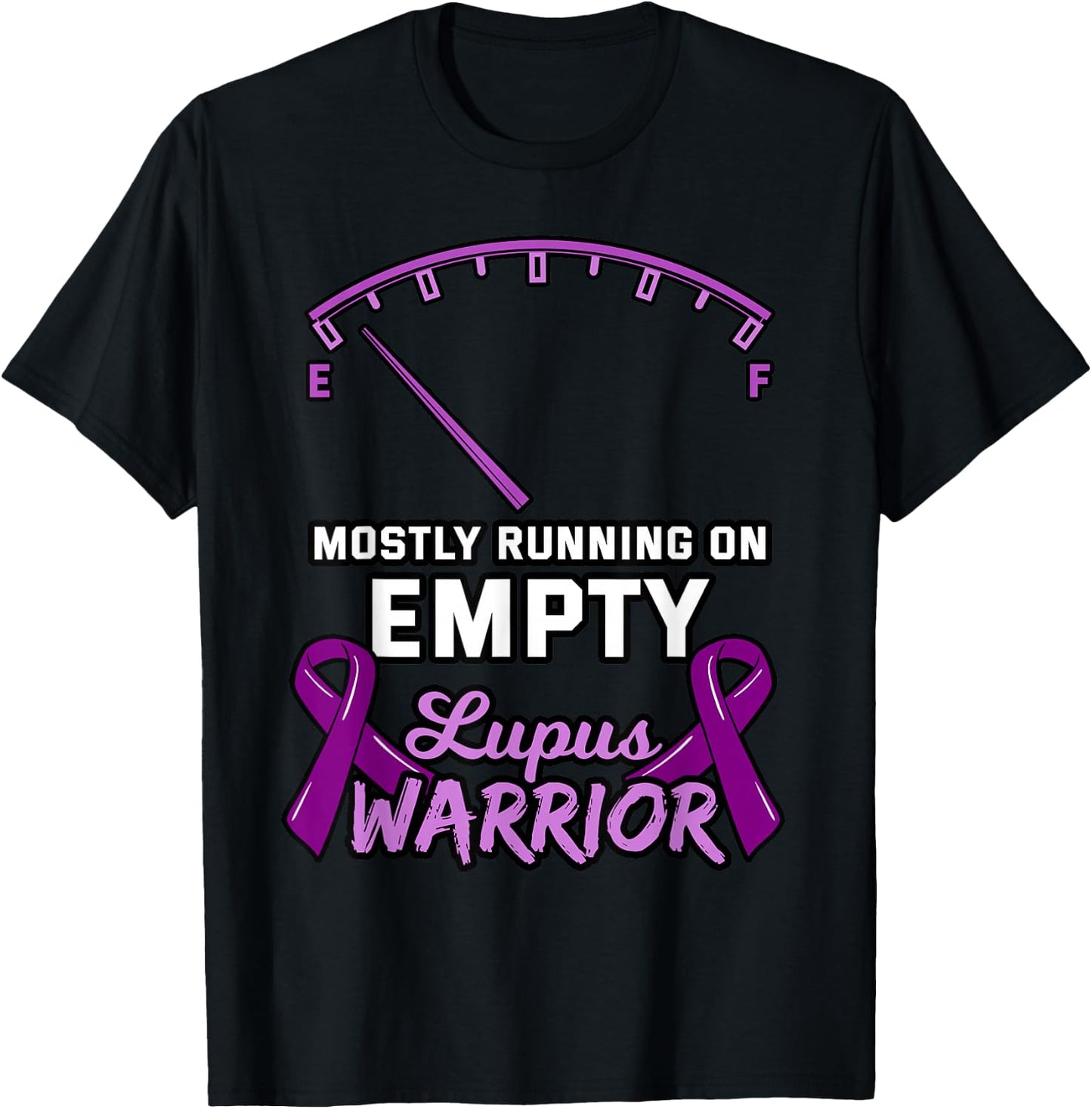 Lupus Warrior Shirt Fuel Gauge Low Energy Purple Ribbon Gift T-Shirt - T-Shirt | Black