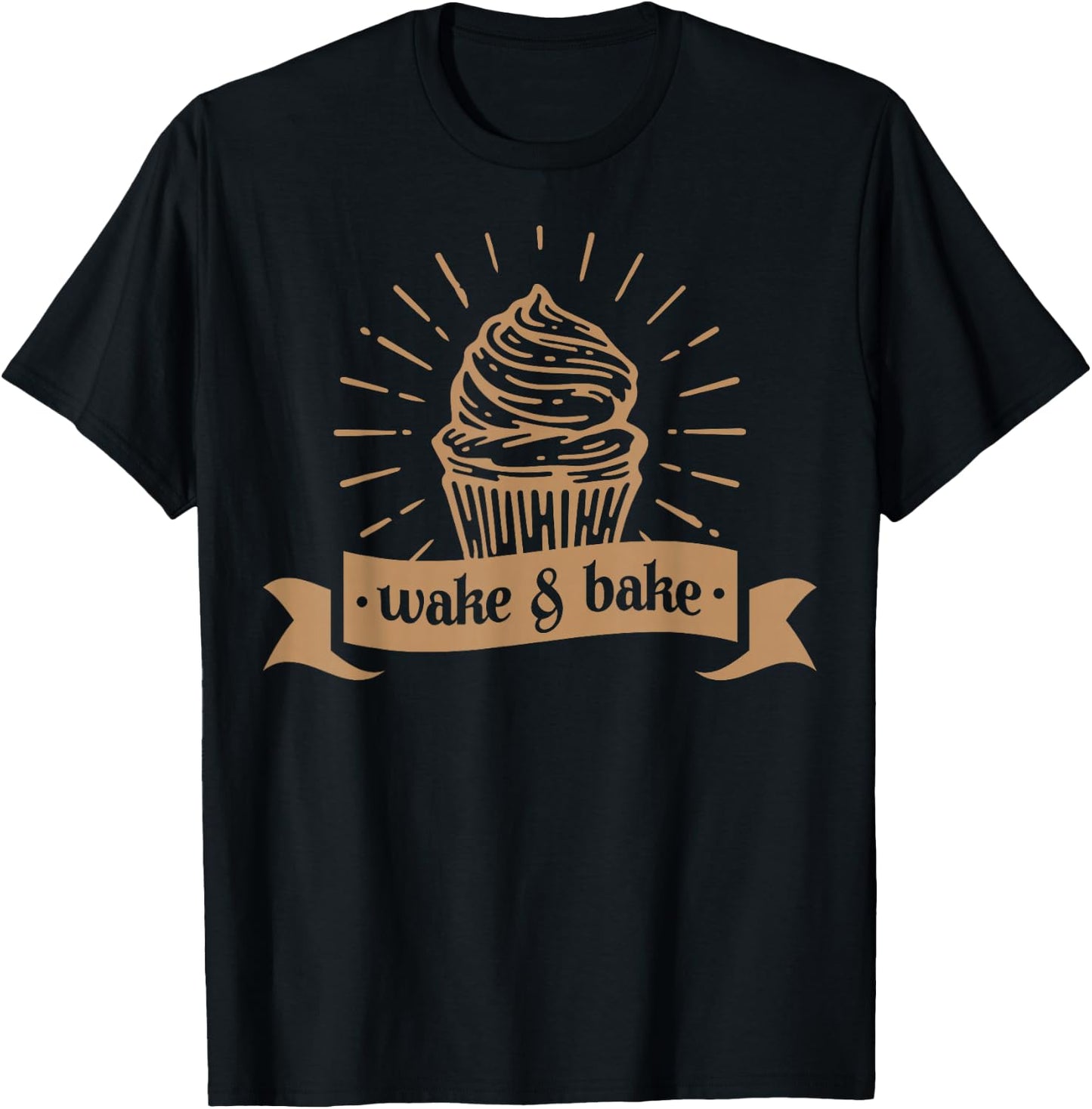 Wake & Bake Cupcake Baking Chef T-Shirt - T-Shirt | Black