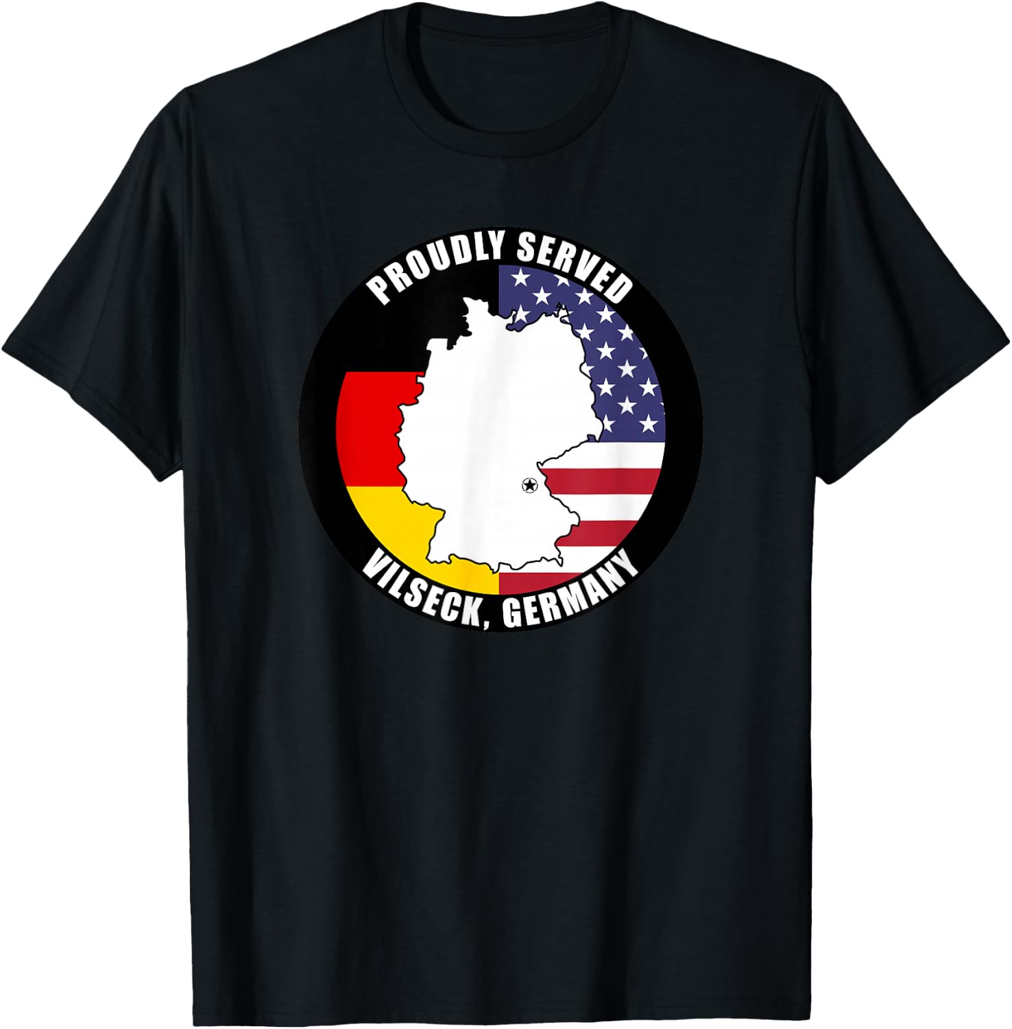 Proudly Served Vilseck Germany Military Veteran Army T-Shirt - T-Shirt | Black