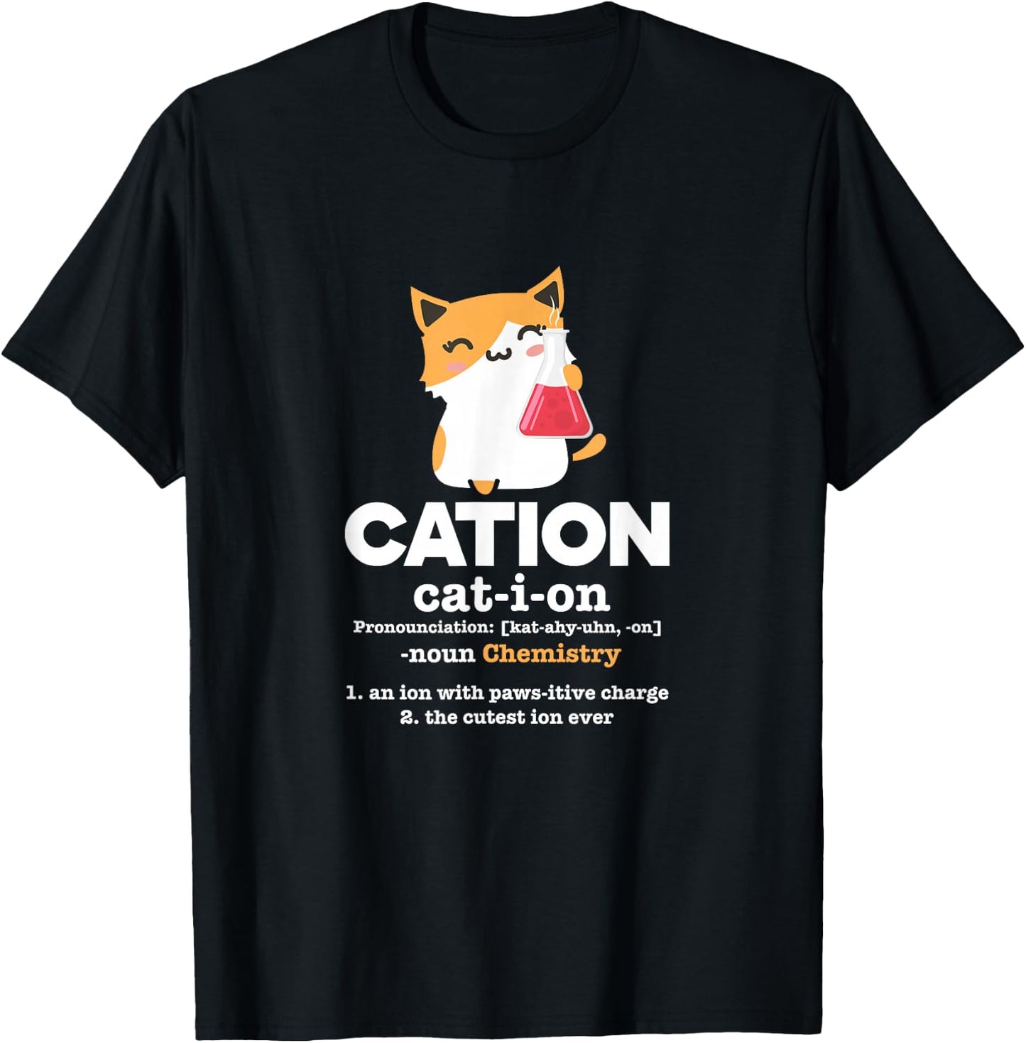 Cation Cat Ion Science Chemistry Definition T-Shirt - T-Shirt | Black