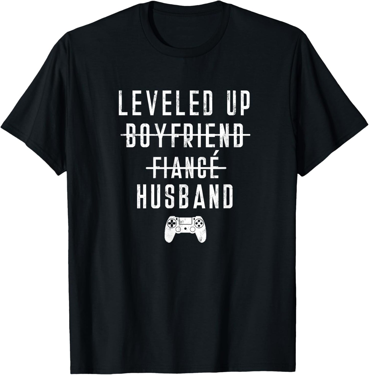 Just Engaged Wedding Bride Gifts Married by Jess Men's Black Small Modern Classic Game Leveling Up Video Game T-Shirt - T-Shirt | Black