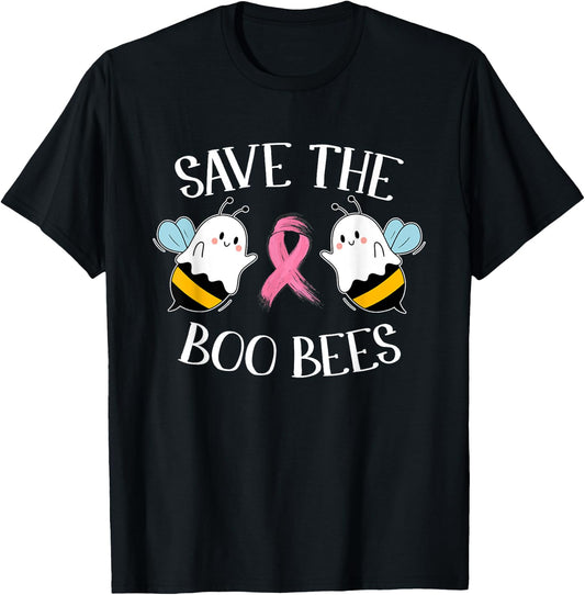 Save The Boo-Bees Lazy Halloween Costume Breast Cancer T-Shirt - T-Shirt | Black