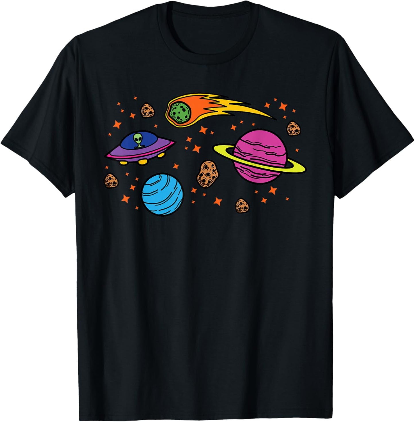 Space Planets Galaxy Universe, Men Women Kids, Funny Space T-Shirt - T-Shirt | Black