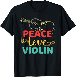 Peace Violin Love Fiddle Player Violinist Instrument Concert T-Shirt - T-Shirt | Black