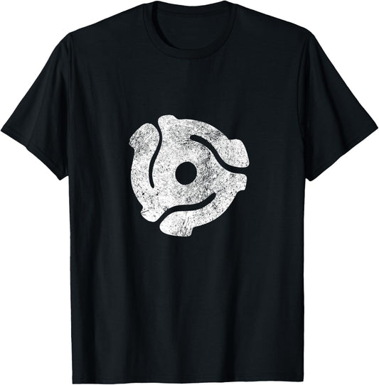 DJ 45 RPM Adapter Vintage Style Turntable Record Disc Jockey T-Shirt - T-Shirt | Black