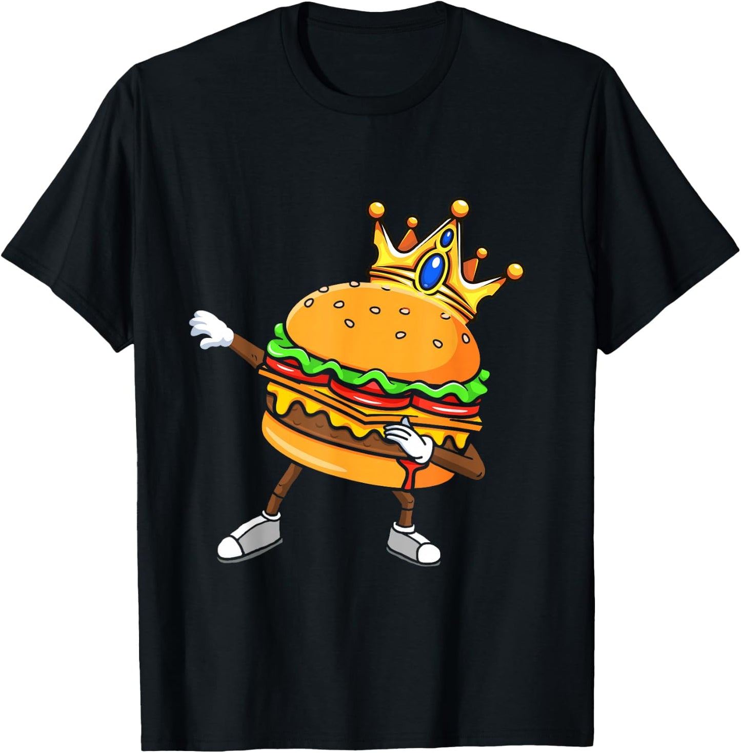 Dabbin King Of Burgers Burger Dab Dancing Men Women Boy Girl T-Shirt - T-Shirt | Black
