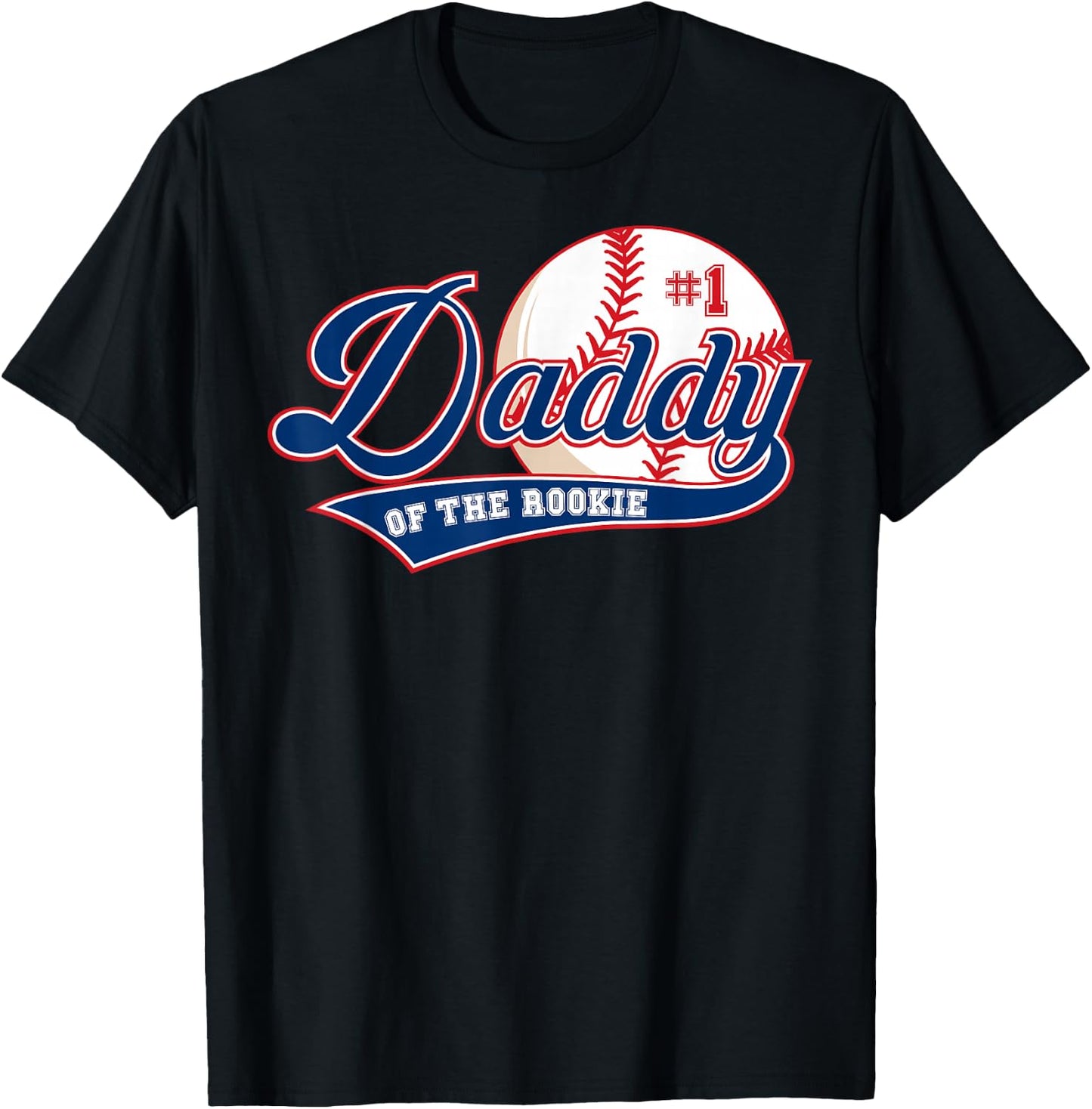 Daddy of Rookie of Year 1st Birthday Baseball Theme Matching T-Shirt - T-Shirt | Black