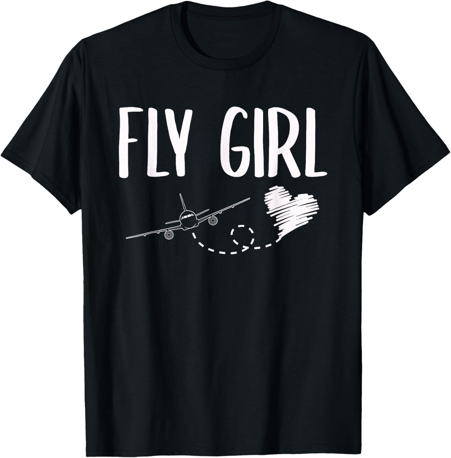 Plane Airplane Flying Travel Flight Attendant Fly Girl Heart T-Shirt - T-Shirt | Black