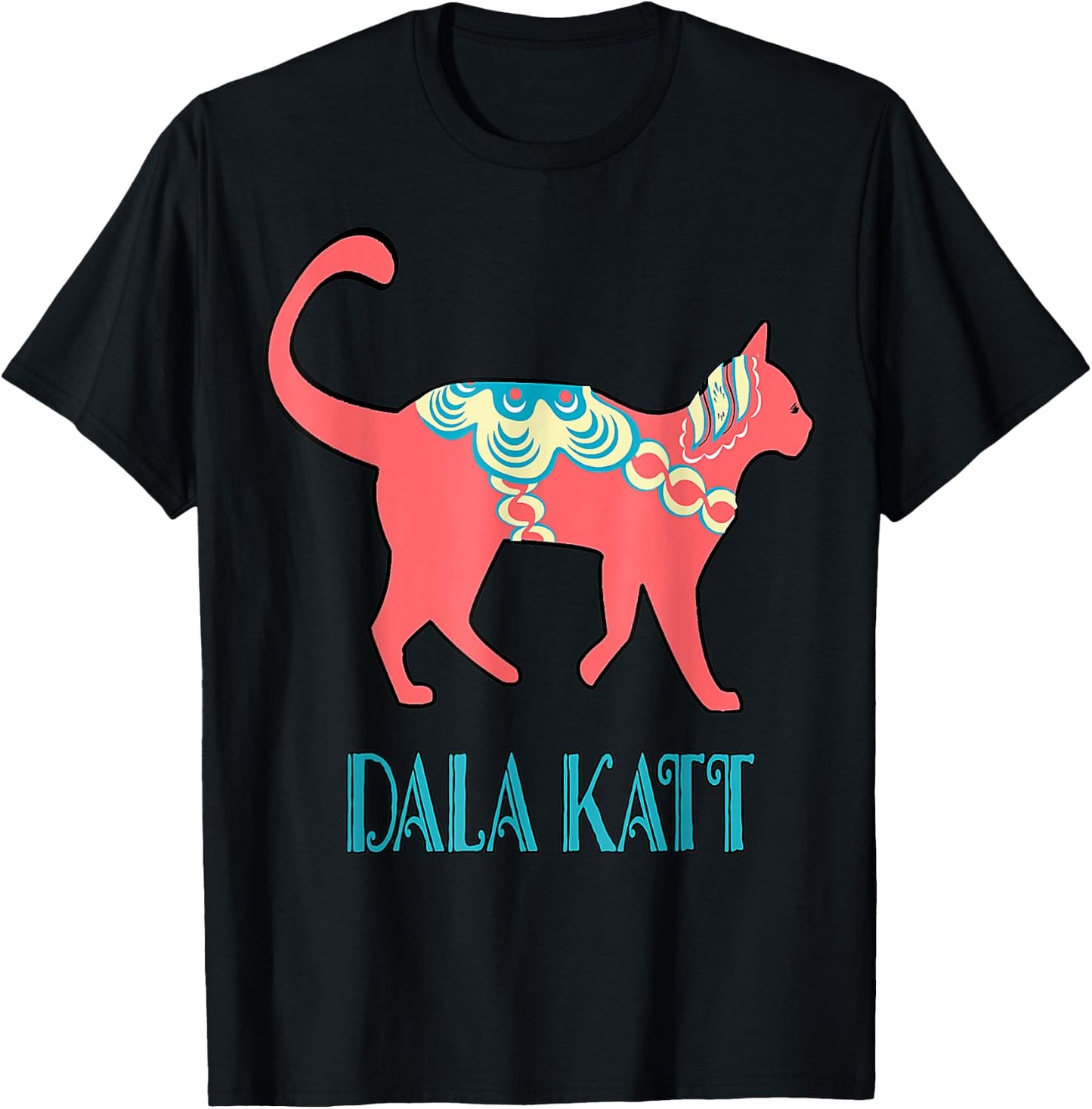 Swedish Dala Cat Dalecarlian Horse Kitty Katt Cat Nordic T-Shirt - T-Shirt | Black