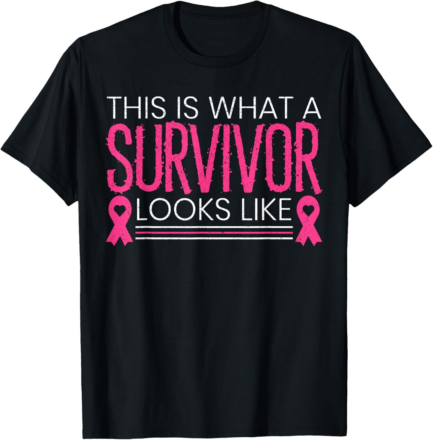 This Is What A Survivor Looks Like Beat Breast Cancer T-Shirt - T-Shirt | Black