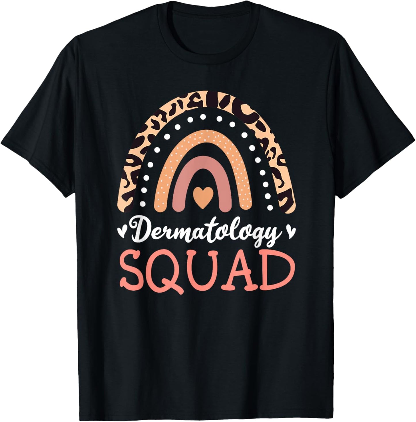 Dermatology Squad Leopard Rainbow Dermatologist Skin Doctor T-Shirt - T-Shirt | Black